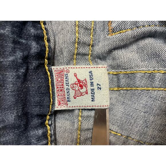 True Religion Bootcut Low Rise Jeans Metallic / Sparkle Painted Pockets Size 27 - Picture 6 of 9